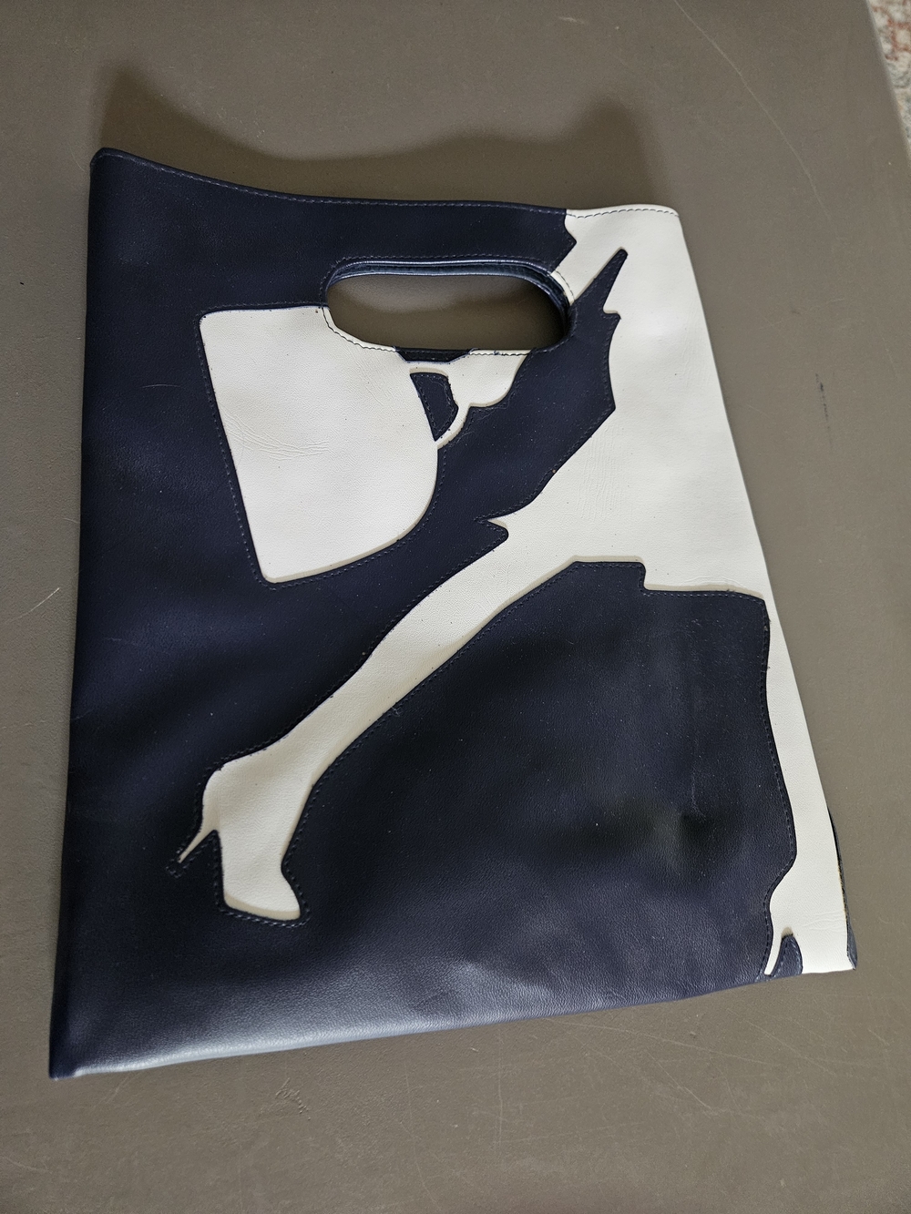 Transversion Navy and White Leather Cutout Clutch